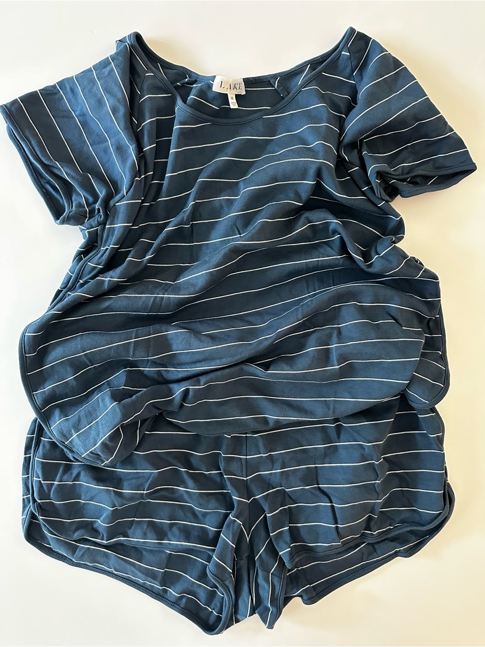 LAKE Intimates Women’s Pajama Set Top and Shorts Size M Navy Blue 100% Cotton